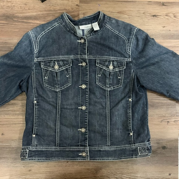 Chico's Platinum Rhinstone Jean Jacket Size Medium - Picture 8 of 12